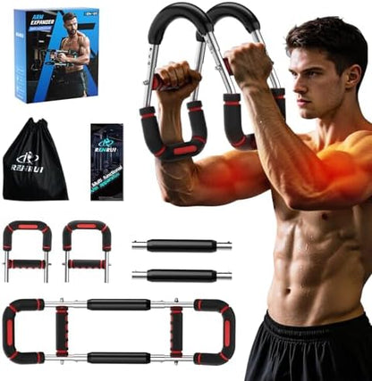 Twister Arm Trainer, Chest Workout Equipment for Men & Women Adjustable 5 Resistance Levels (40-130 lbs), Ergonomic Home Gym Strength Trainer with Anti-Slip Handles & Carry Bag