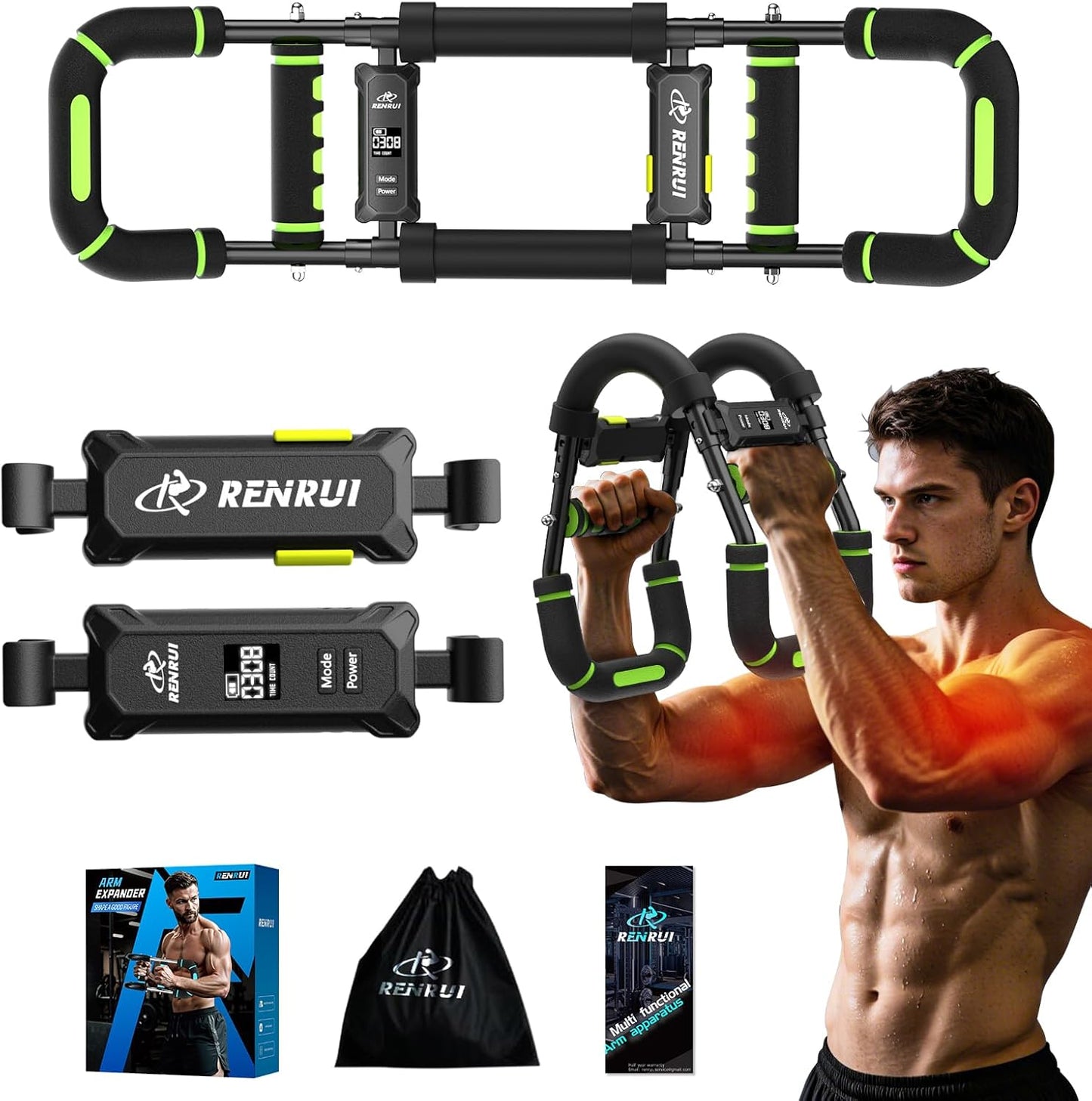 Twister Arm Trainer, Chest Workout Equipment for Men & Women Adjustable 5 Resistance Levels (40-130 lbs), Ergonomic Home Gym Strength Trainer with Anti-Slip Handles & Carry Bag