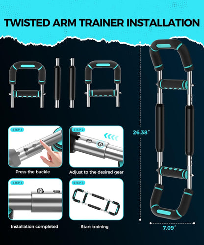 Twister Arm Trainer, Chest Workout Equipment for Men & Women Adjustable 5 Resistance Levels (40-130 lbs), Ergonomic Home Gym Strength Trainer with Anti-Slip Handles & Carry Bag