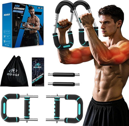 Twister Arm Trainer, Chest Workout Equipment for Men & Women Adjustable 5 Resistance Levels (40-130 lbs), Ergonomic Home Gym Strength Trainer with Anti-Slip Handles & Carry Bag